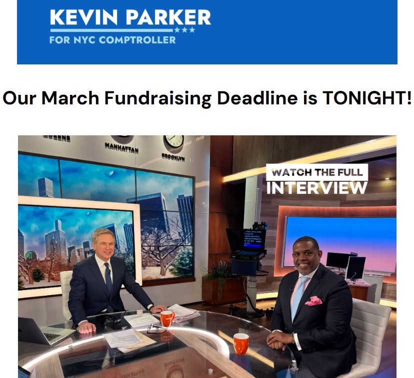 KEVIN PARKER NEEDS YOUR SUPPORT! This critical fundraising deadline is at MIDNIGHT TONIGHT. Please rush a donation NOW: bit.ly/KPNYC2025
Read NY1's Article regarding his campaign via this link: ny1.com/nyc/all-boroug…