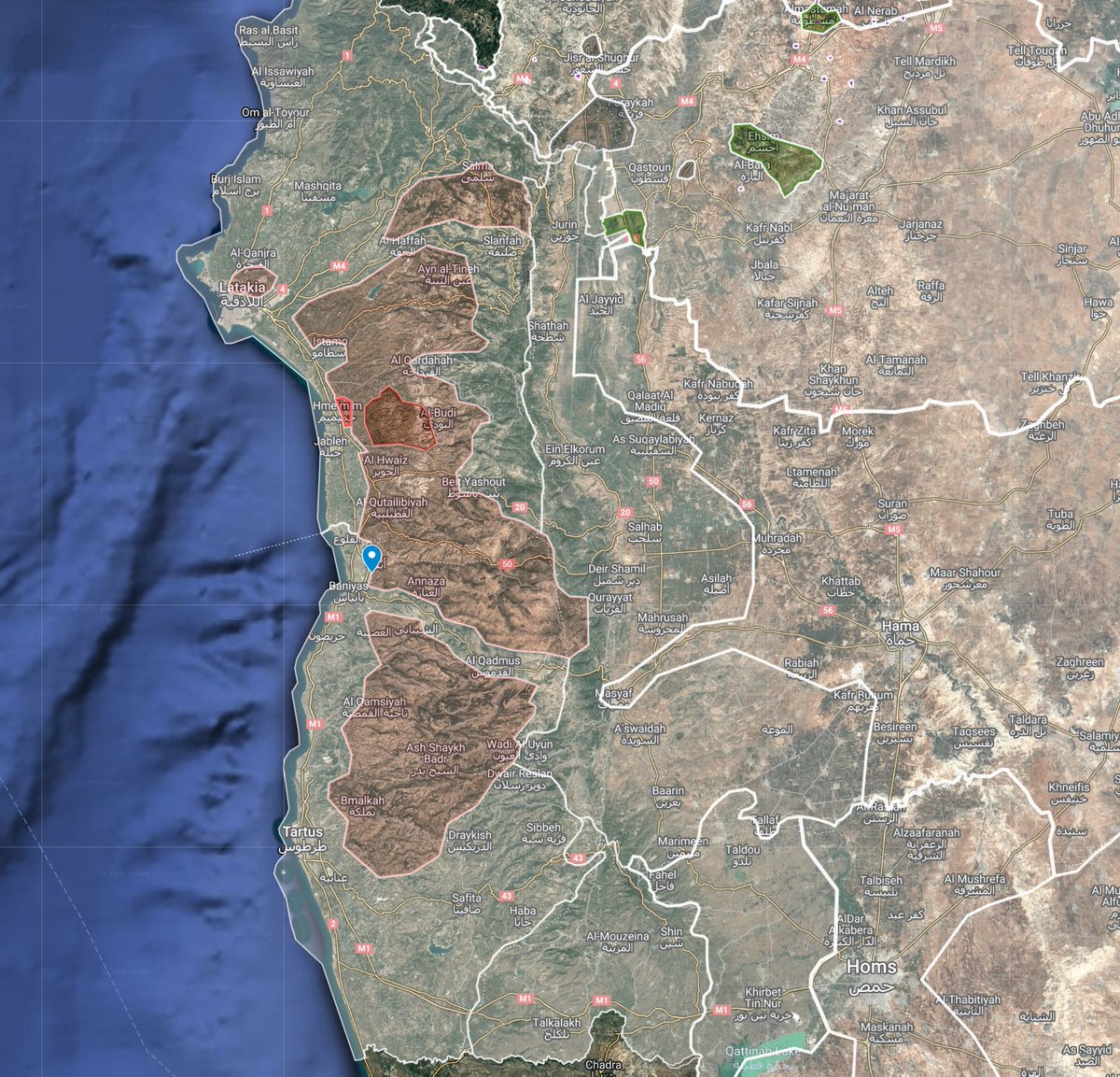 TLDRMap's tweet image. Yesterday, Syrian Assadist rebels ambushed HTS near the town of Deir Bushul.
Although the frequency of insurgent attacks has decreased, Assadist presence in the rural mountains is high. The decrease in violence has more to do with government withdrawal than military victory.