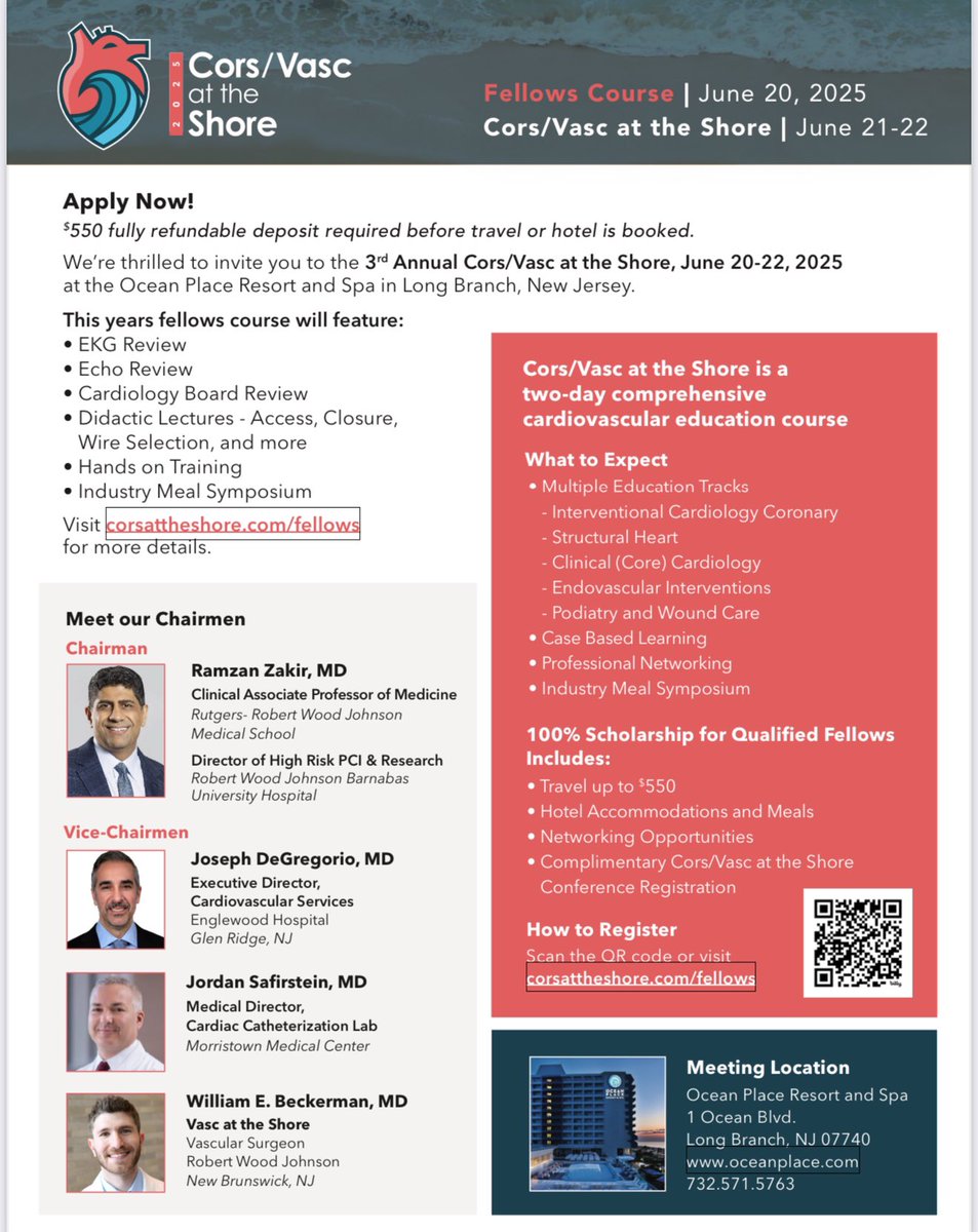 Ramzan Zakir (@rzakir12) on Twitter photo Registration is open for our 3rd Annual Cors/Vasc at the shore fellows program. Enjoy a weekend on the the beach in beautiful long branch with renowned faculty <a href="/RajTayalMD/">Raj Tayal</a> <a href="/CardiacConsult/">Jordan Safirstein MD</a> <a href="/SripalBangalore/">Sripal Bangalore</a> <a href="/SrihariNaiduMD/">Srihari S. Naidu, MD</a> <a href="/sahilparikhmd/">Sahil A. Parikh, MD</a> <a href="/PhilGenereuxMD/">Philippe Genereux</a> <a href="/CraigMWalkerMD/">Craig Walker, MD, FACC</a> <a href="/SVRaoMD/">Sunil V. Rao</a> Registration is open for our 3rd Annual Cors/Vasc at the shore fellows program. Enjoy a weekend on the the beach in beautiful long branch with renowned faculty <a href="/RajTayalMD/">Raj Tayal</a> <a href="/CardiacConsult/">Jordan Safirstein MD</a> <a href="/SripalBangalore/">Sripal Bangalore</a> <a href="/SrihariNaiduMD/">Srihari S. Naidu, MD</a> <a href="/sahilparikhmd/">Sahil A. Parikh, MD</a> <a href="/PhilGenereuxMD/">Philippe Genereux</a> <a href="/CraigMWalkerMD/">Craig Walker, MD, FACC</a> <a href="/SVRaoMD/">Sunil V. Rao</a>