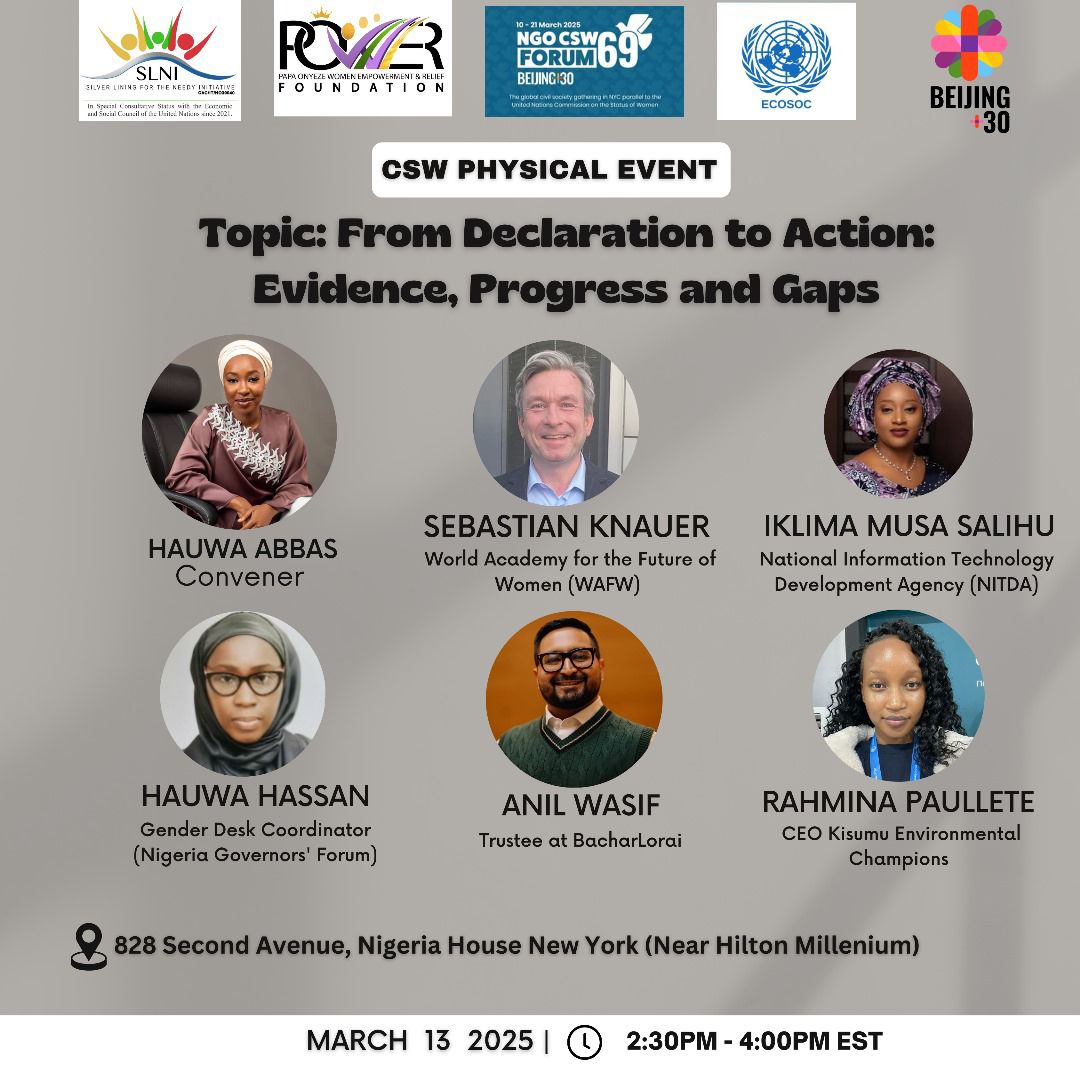 iklima__musa's tweet image. It was a great pleasure to speak at the CSW69th Session at the Nigeria House, New York. This conversation couldn&apos;t be more timely, assessing the progress made, the challenges that remain, and the steps needed to drive real change is essential.