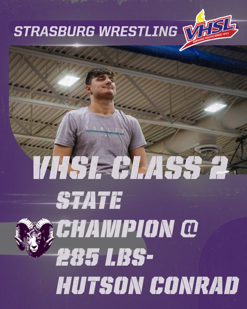 Congratulations to Hutson Conrad, 2025 VHSL Class 2 State Champion @ 285 lbs!