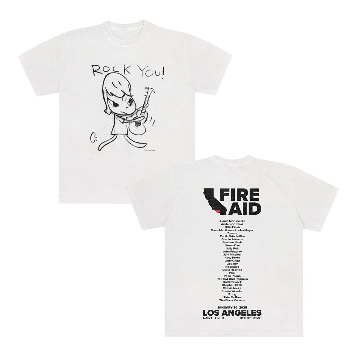 ロサンゼルスで開催したFIRE AID LAのチャリティグッズが送られてきた 