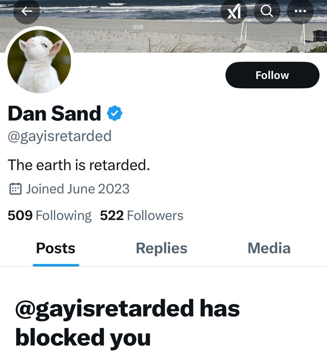 Result, yet another homofobe flat earther blocked me