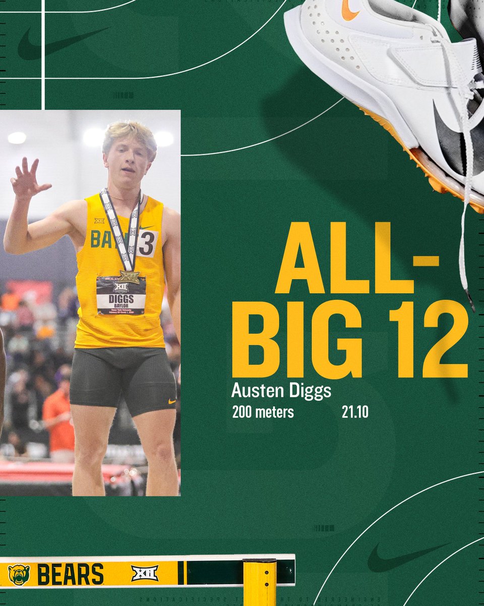 Austen leaves his first Big 12 Indoor Championship with an All-Big 12 medal in the 200 meters!

#SicEm 🐻