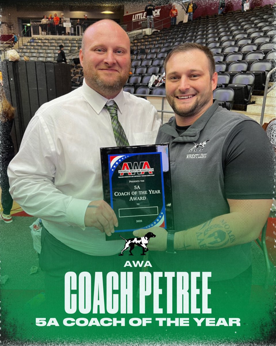 Congrats to Coach Petree on being named the Arkansas Wrestling Association 5A Coach of the Year!
