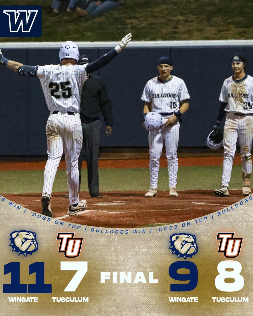 Wingate Bulldogs (@wu_bulldogs) on Twitter photo 🧹 BULLDOGS SWEEP 🧹
<a href="/WingateBaseball/">Wingate Baseball</a> takes two against Tusculum Saturday to finish off the 3-game SAC sweep over the Pinoeers
#OneDog 🧹 BULLDOGS SWEEP 🧹
<a href="/WingateBaseball/">Wingate Baseball</a> takes two against Tusculum Saturday to finish off the 3-game SAC sweep over the Pinoeers
#OneDog