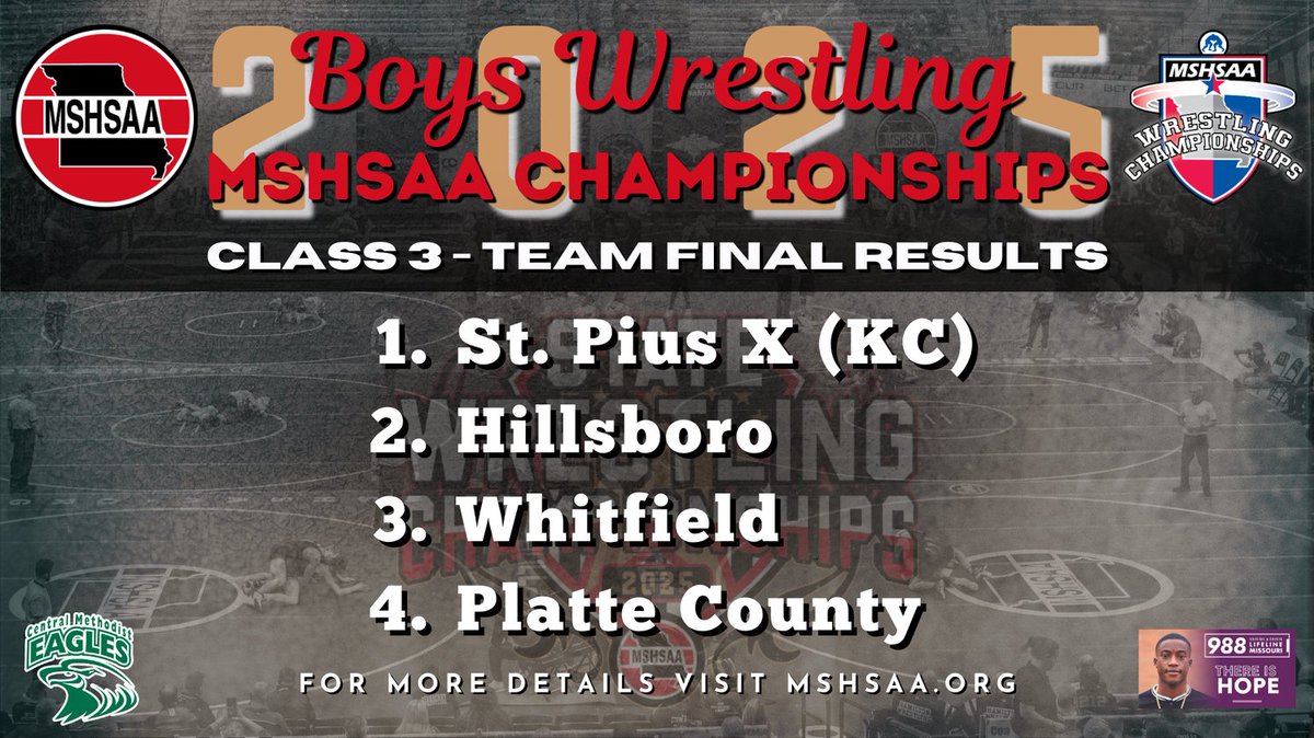 Final team result for Class 3 Boys. Congratulations to all the participating wrestlers!