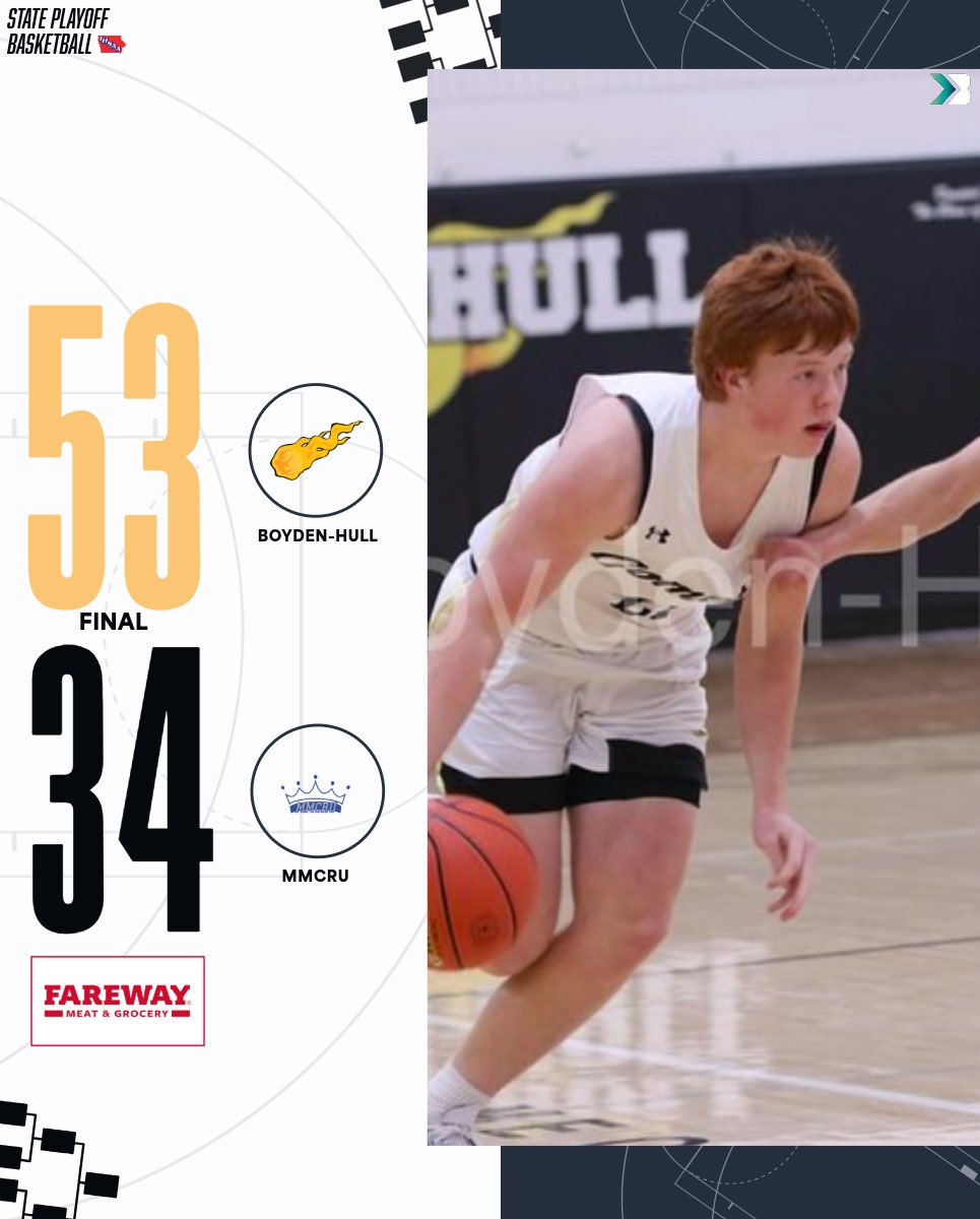 🚨𝗖𝗟𝗔𝗦𝗦 𝟭𝗔 𝗨𝗣𝗦𝗘𝗧 𝗔𝗟𝗘𝗥𝗧🚨

BOYDEN-HULL TAKES DOWN #3 MMCRU TO HEAD TO DES MOINES 

WHAT A WIN

#iahsbkb