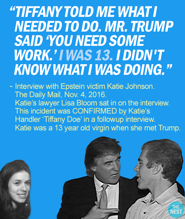 RapinDonaldHQ's tweet image. Here are excerpts from Epstein victim Katie Johnson's interview with the DAILY MAIL (PART TWO)
Everything Katie told the Daily Mail was confirmed in her sworn affidavit.
She also had a witness who swore to the FOUR rapes and who the Daily Mail contacted to verify.
None of…