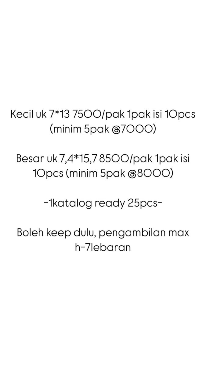 Pagi warga mlg <a href="/infomalang/">Info Malang</a> ready amplop premium yok
Kecil uk 7*13cm | Besar uk 7,4*15,7cm (tanpa lipat uang)
Harga kecil 7500/pak , besar 8500/pak
1pak isi 10pcs

📍kotalama
081230250202
 #pasarmingguinfomalang