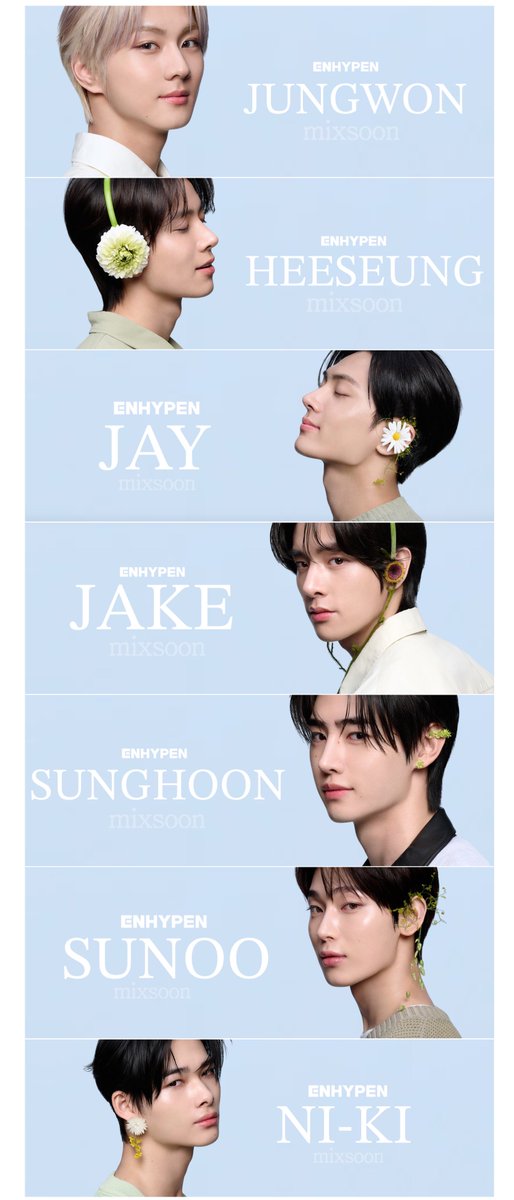 顔面良すぎてヘッダーにしたいって人おったら持って帰ってね😆
#ENHYPEN #JUNGWON #HEESEUNG #JAY #JAKE #SUNGHOON #SUNOO #NI_KI <a href="/ENHYPEN_members/">ENHYPEN</a> <a href="/ENHYPEN/">ENHYPEN OFFICIAL</a>