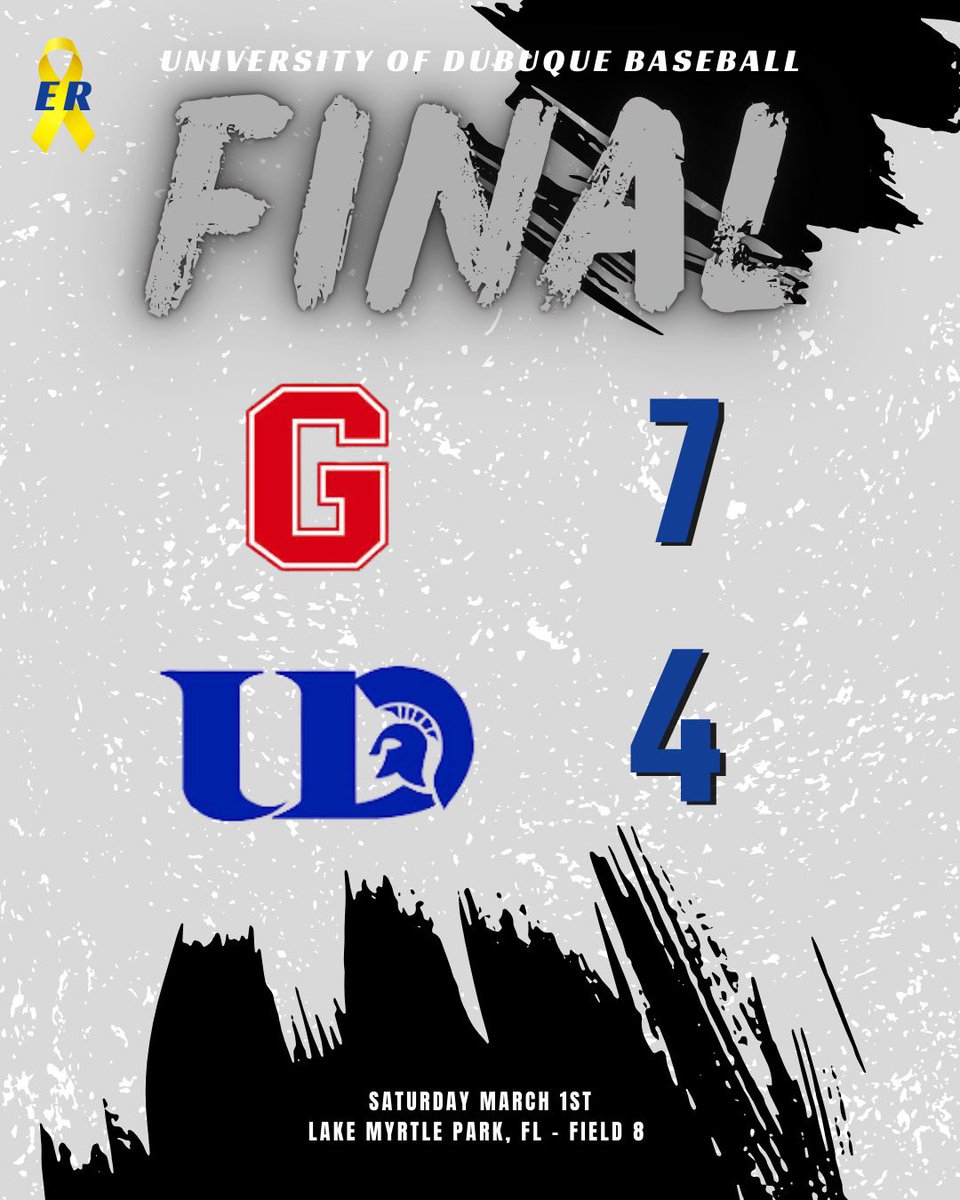 ❗️Final ❗️

The Spartans drop game 1 of the RussMatt Invitational to Grove City College.

The Spartans bounce back with a double header tomorrow at  1:30pm vs Aurora and 4:45pm vs Benedictine.