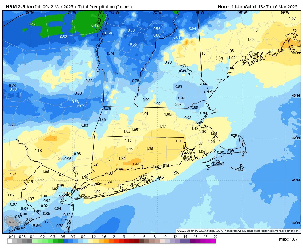 Eweather13's tweet photo. Model blend rainfall Wednesday into early Thursday. #soaker https://t.co/TA85wbxQhl