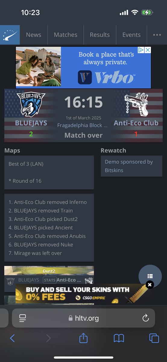 Finished Top16 <a href="/fragadelphia/">Frag</a> was a super fun run with everyone. 2nd frag playoffs in a row as a mix squad 😎

But couldn’t pull it through vs <a href="/BLUEJAYS_Sports/">BLUEJAYS</a> I’ll get you back in Vegas 😈

<a href="/RealHollo/">♛-Hollo-</a> 
<a href="/TexassCS/">dA TeXaSs^</a> 
@FilipiN51 
<a href="/xE_N666/">Filip</a> 
<a href="/emarrocha/">emily arrocha</a>