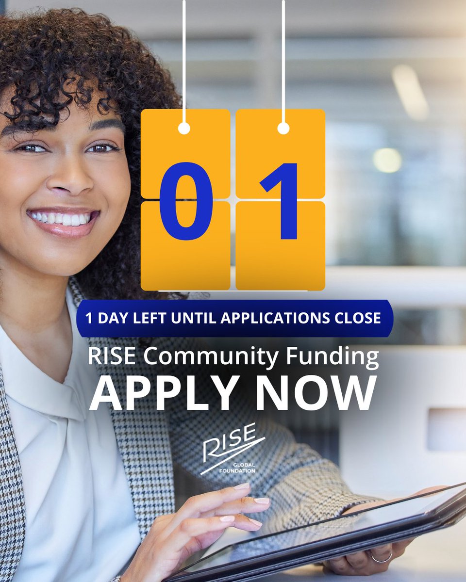 Last Chance!
RISE Community Fund applications close TOMORROW! 🕛
Boost your digital strategy &amp; make a real impact in your community.
✅ Simple Process
✅ Fast Fund Release

👉 Apply now: bit.ly/3WMwOQt

#RISEGlobalFoundation #Grants #RuralIreland #DigitalInnovation