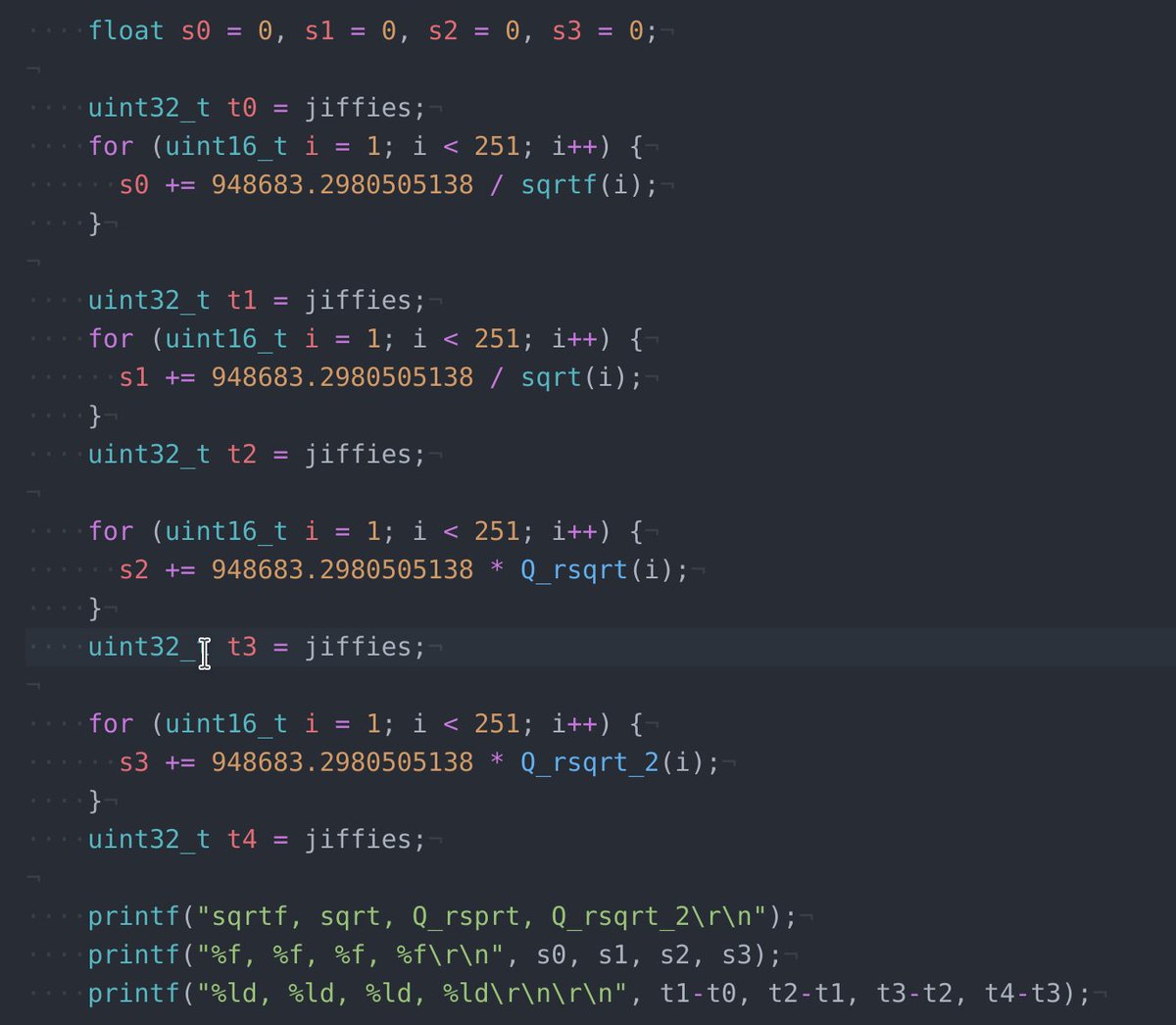 BG5USN's tweet image. Test on CH583, a risc-v mcu without float process unit, 1/sqrtf() is faster than Fast inverse square root from quake3 with just 1 Newton iteration. (en.wikipedia.org/wiki/Fast_inve…). Did not expect that. but why?