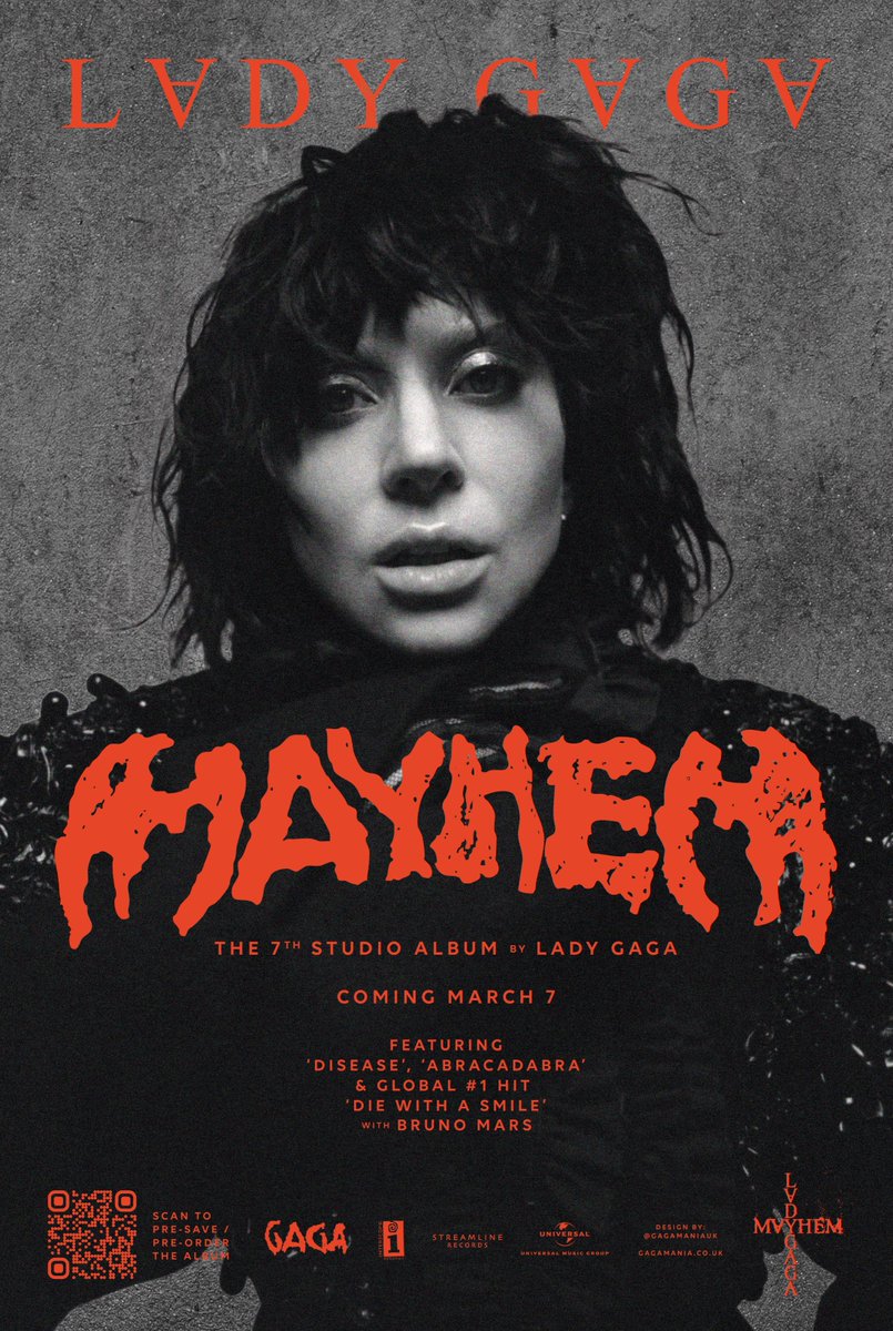 GagaManiaUK's tweet image. Poster submission for #ProjectMayhem for
@ladygaganownet  24X36&quot; (Tap and hold for 4K) 🧡