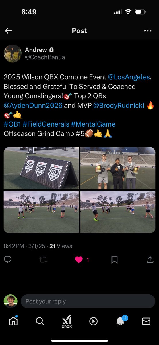 Ayden Dunn (@aydendunn2026) on Twitter photo Great day in LA today! Honored and pumped to have been selected to move onto tomorrow’s <a href="/RivalsCamp/">Rivals Camp Series</a> <a href="/Rivals/">Rivals</a> tomorrow in Los Angeles! <a href="/AlphaRecruits15/">Will Snowden</a> <a href="/SlingintheP/">Slingin’ the Pill Media™️</a> <a href="/PrepRedzoneUT/">Prep Redzone Utah</a> <a href="/BlairAngulo/">Blair Angulo</a> <a href="/QBMotion_MW/">QBMotion MW</a> <a href="/CoachBanua/">Andrew</a> <a href="/BrodyRudnicki/">Brody Rudnicki</a> Great day in LA today! Honored and pumped to have been selected to move onto tomorrow’s <a href="/RivalsCamp/">Rivals Camp Series</a> <a href="/Rivals/">Rivals</a> tomorrow in Los Angeles! <a href="/AlphaRecruits15/">Will Snowden</a> <a href="/SlingintheP/">Slingin’ the Pill Media™️</a> <a href="/PrepRedzoneUT/">Prep Redzone Utah</a> <a href="/BlairAngulo/">Blair Angulo</a> <a href="/QBMotion_MW/">QBMotion MW</a> <a href="/CoachBanua/">Andrew</a> <a href="/BrodyRudnicki/">Brody Rudnicki</a>