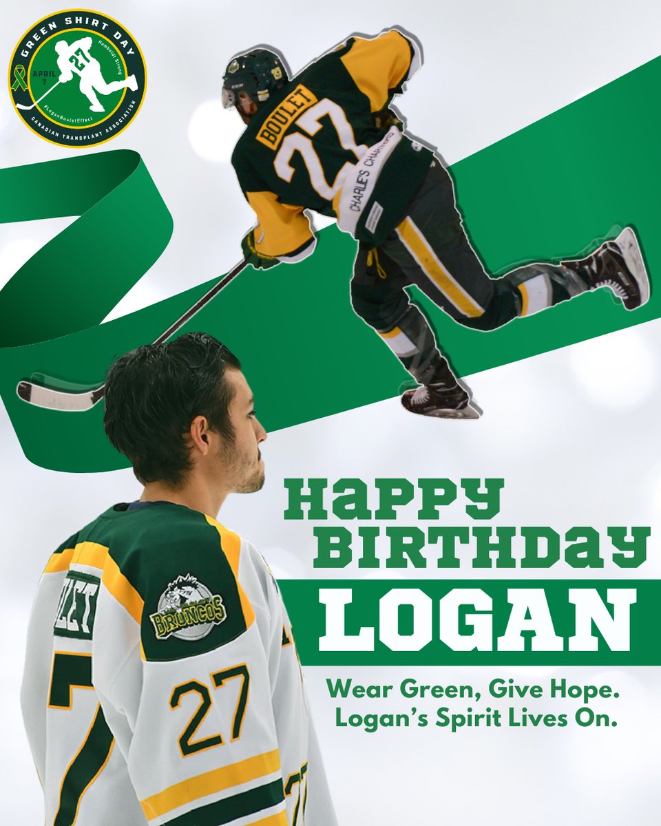 Happy 28th Birthday, Logan! 🎉💚

Today, we honour Logan Boulet, a true hero whose decision to be an organ donor sparked the #LoganBouletEffect, inspiring hundreds of thousands to register and talk about organ donation. His legacy lives on through #GreenShirtDay.

💚 Get your