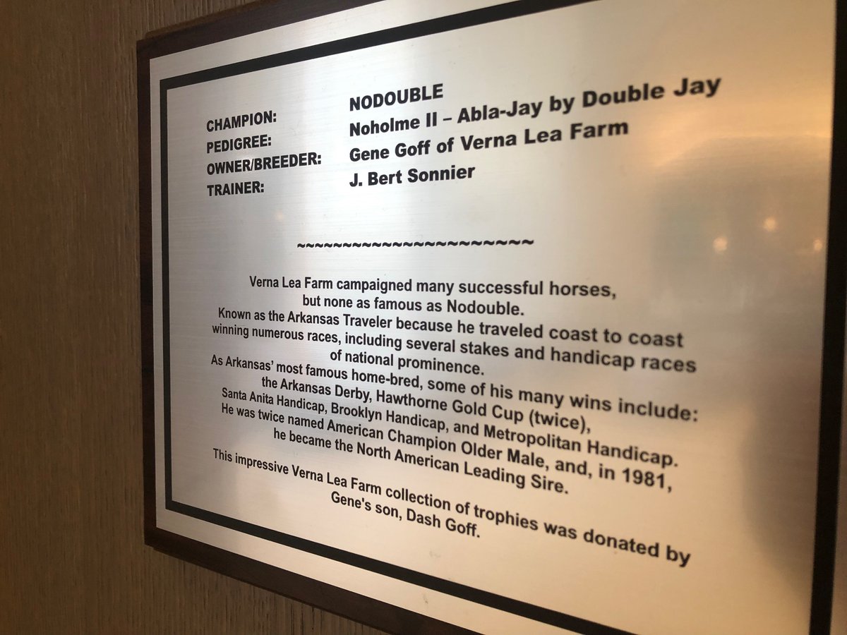 DRFRampellini's tweet photo. The Nodouble Stakes is Sunday at #Oaklawn. 

A trophy case in the Oaklawn hotel lobby features a display on #Nodouble: https://t.co/TpYtm71Q1X