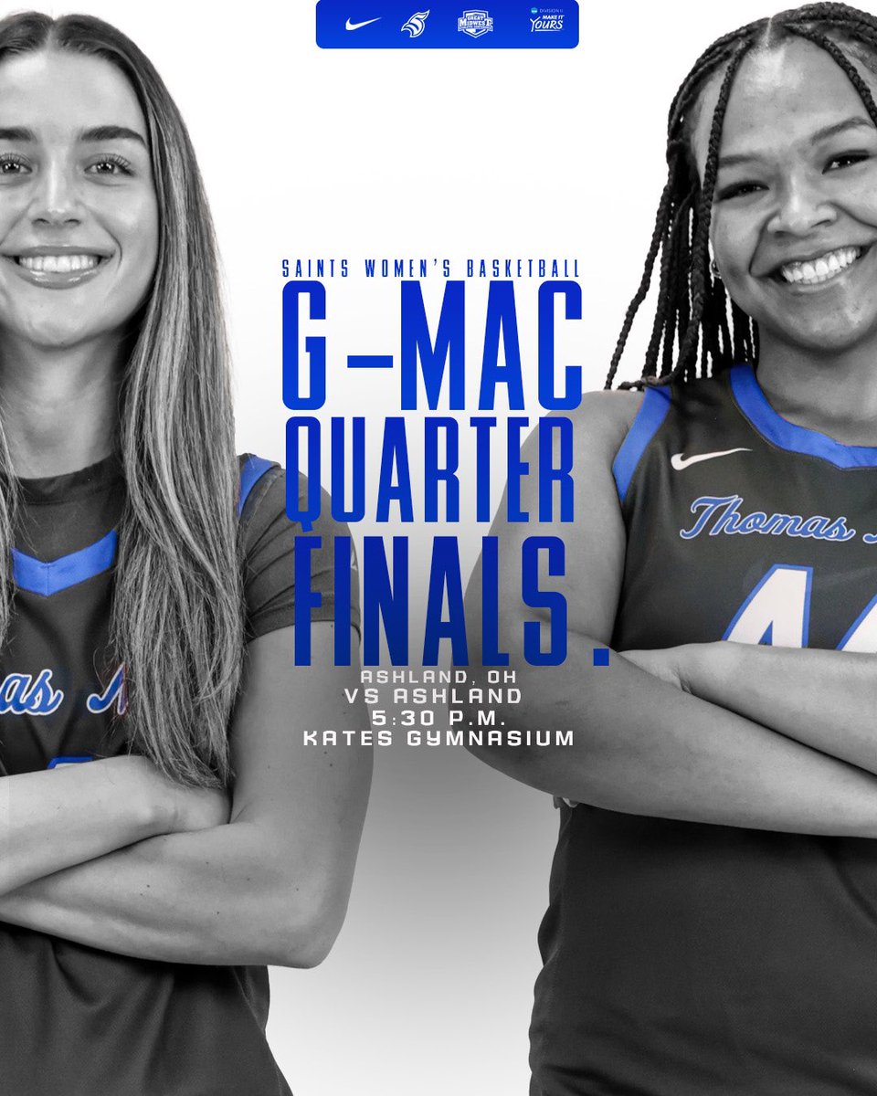 Thomas More Saints (@tmusaints) on Twitter photo G-MAC TOURNAMENT QUARTERFINALS.
๐: Ashland
๐: Tuesday, March 4
โฐ: 5:30 P.M.
๐: Ashland, OH
๐๏ธ: Kates Gymnasium
<a href="/TMWBasketball/">Thomas More Women's Basketball</a>
#LetsGoSaints G-MAC TOURNAMENT QUARTERFINALS.
๐: Ashland
๐: Tuesday, March 4
โฐ: 5:30 P.M.
๐: Ashland, OH
๐๏ธ: Kates Gymnasium
<a href="/TMWBasketball/">Thomas More Women's Basketball</a>
#LetsGoSaints