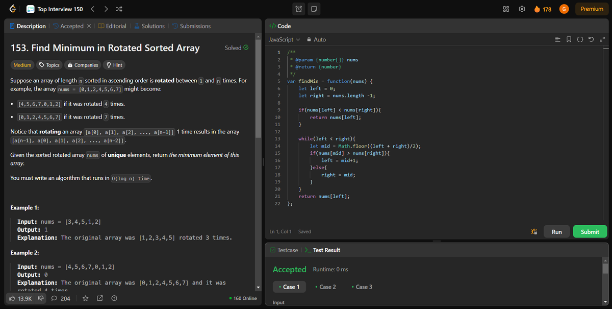 coding_ez24105's tweet image. Cracking more algorithmic puzzles! 🚀 Today’s solved problems:
🔎 Find First and Last Position of Element in Sorted Array
📉 Find Minimum in Rotated Sorted Array
📊 Median of Two Sorted Arrays
🏆 Kth Largest Element
Staying consistent, one problem at a time! 💡 #LeetCode #Coding