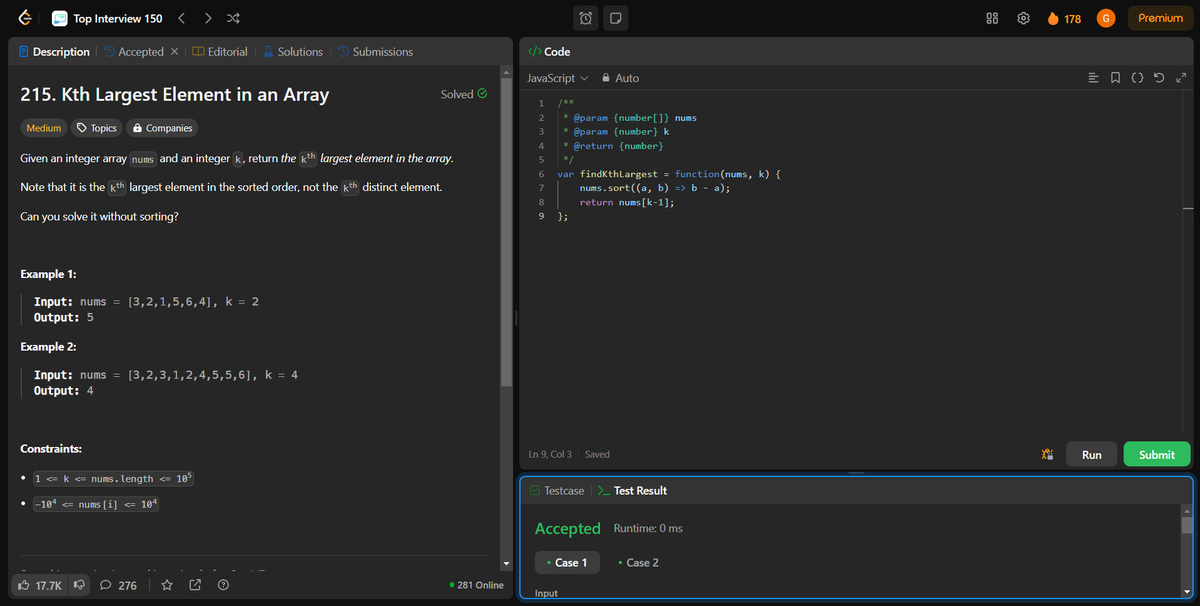 coding_ez24105's tweet image. Cracking more algorithmic puzzles! 🚀 Today’s solved problems:
🔎 Find First and Last Position of Element in Sorted Array
📉 Find Minimum in Rotated Sorted Array
📊 Median of Two Sorted Arrays
🏆 Kth Largest Element
Staying consistent, one problem at a time! 💡 #LeetCode #Coding