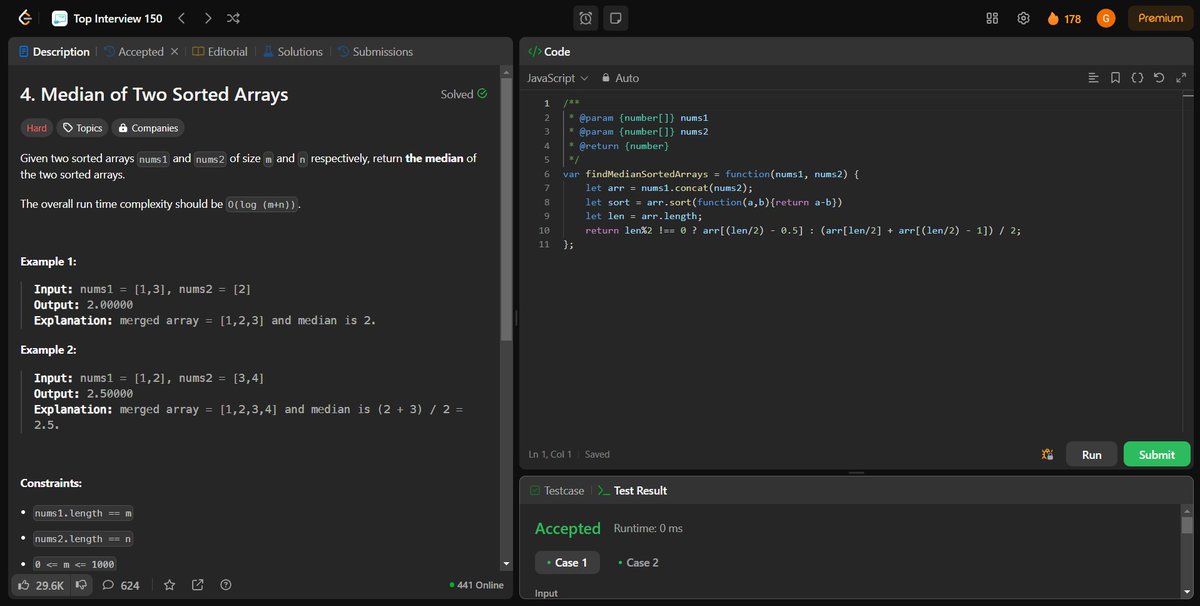 coding_ez24105's tweet image. Cracking more algorithmic puzzles! 🚀 Today’s solved problems:
🔎 Find First and Last Position of Element in Sorted Array
📉 Find Minimum in Rotated Sorted Array
📊 Median of Two Sorted Arrays
🏆 Kth Largest Element
Staying consistent, one problem at a time! 💡 #LeetCode #Coding