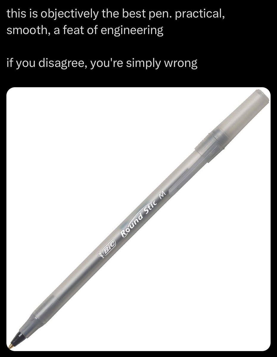 3goombas's tweet photo. Screenshot because I’m not rewarding this idiot with the engagement of a QRT: this pen sucks. Pilot P500 slaughters it daily https://t.co/LqGwATyUV6