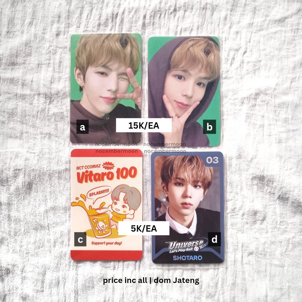 WTS want to sell INA
PC Photocard Shotaro RIIZE 
zaman NCT

💵 tertera di gambar
✅ inc all
✅ keep with dp
🏠 jateng

Link CO:
s.shopee.co.id/AUfXjSY44l