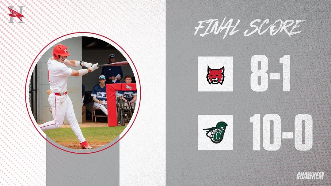 The Hawks sweep today's double header with Rhodes and Castleton. We'll close out the weekend tomorrow at noon against Castleton.