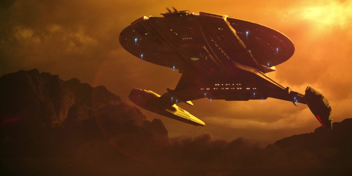 startrek_ships's tweet image. #WalkerClass USS Shenzhou #StarTrekDiscovery
It’s unusual to see a starship in a planet’s atmosphere, but they seem to fly just fine. (Or swim, as is the case in Star Trek Beyond.) Why take a starship into a planet’s atmosphere when you can send a rickety shuttlecraft instead?:-D