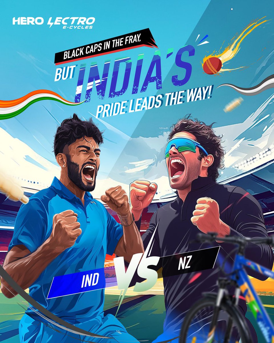 HeroLectro's tweet image. Two unbeaten teams. One epic showdown. Who will keep the streak alive? 
#IndVsNz #hero #herolectro #Icc #ChampionsTrophy2025 #IndiaKiRideIndiaKiPride #cricket