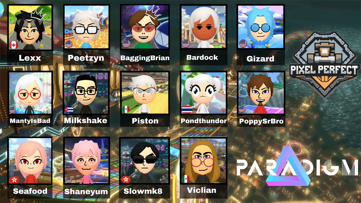 PixelPerfectMK8's tweet photo. Paradigm V Roster! We will give the best performance as we possibly can for this Paradigm season! https://t.co/cvQxqUhIpT