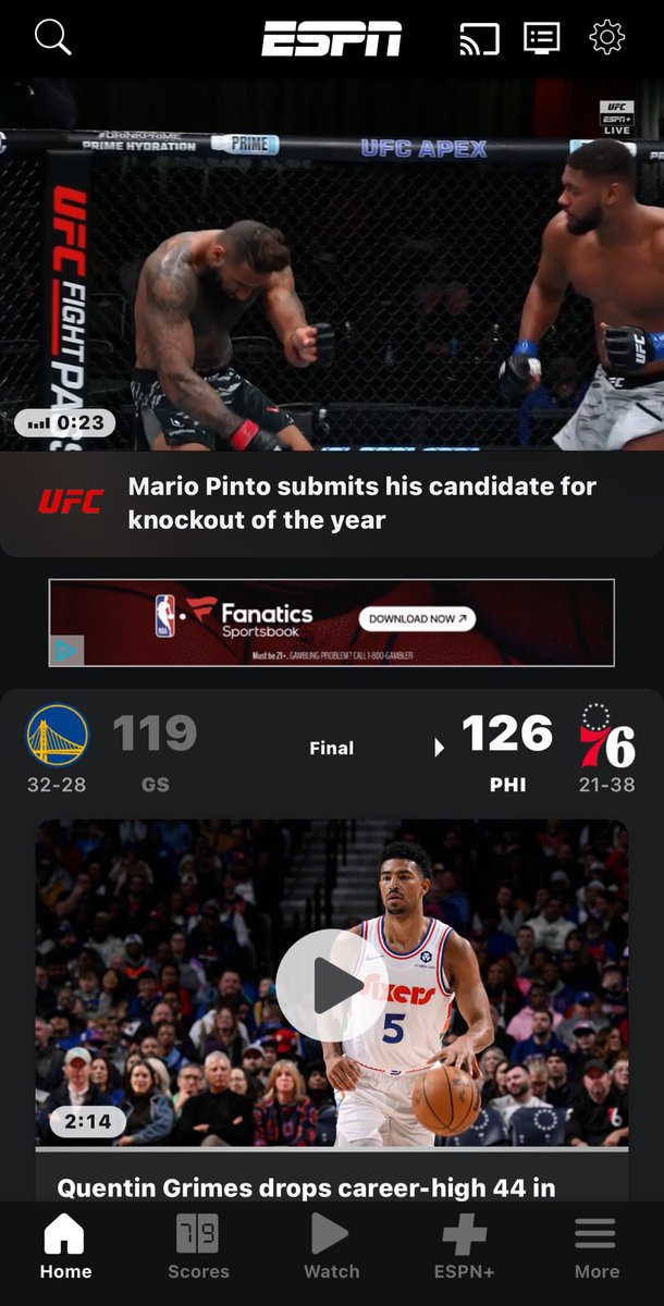 ⁦<a href="/espn/">ESPN</a>⁩ u have the crappiest app that doesn’t stream to TVs and u can’t handle writing an accurate headline. ⁦<a href="/ufc/">UFC</a>⁩ ⁦<a href="/danawhite/">danawhite</a>⁩ would cut u from the roster if u were a fighter! Lol