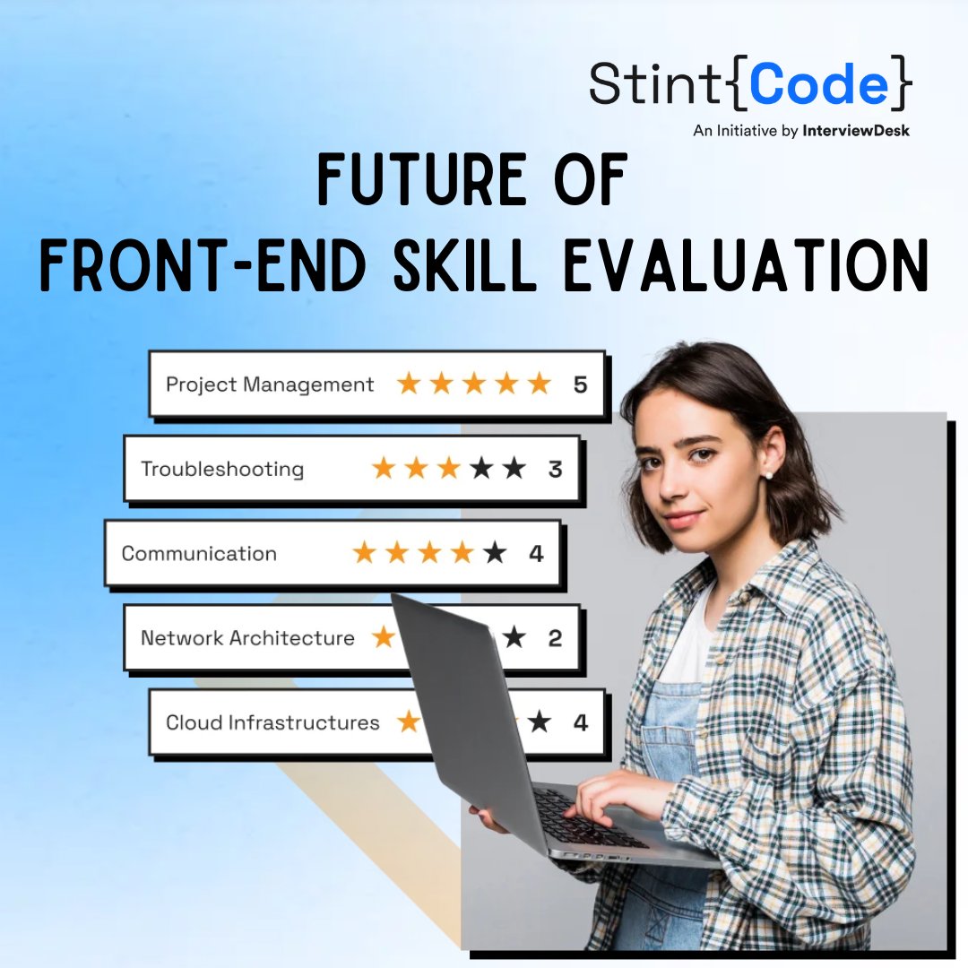 StintCode's tweet image. 🌟Future of Front-End Skill Evaluation🌟

Hiring is evolving—assess working code, not just written code. Stay ahead with modern tools.

Why it’s revolutionary:
- Face real-world challenges.
- Use cutting-edge tools.
- Build exceptional teams.

#FutureOfHiring #FrontEndAssessments