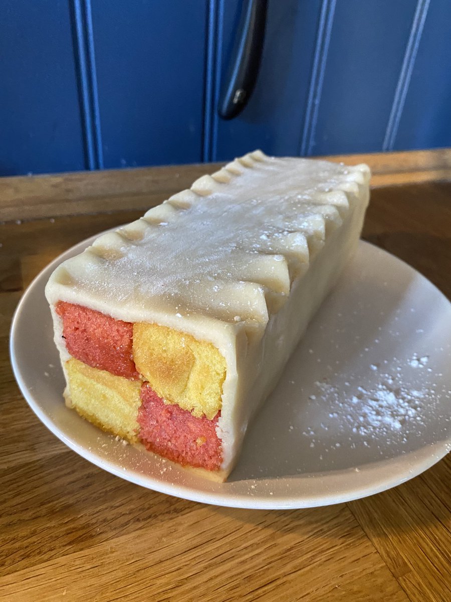 Richard requested the Battenberg cake from his childhood memories for his birthday cake. Never baked one before but thrilled with this!