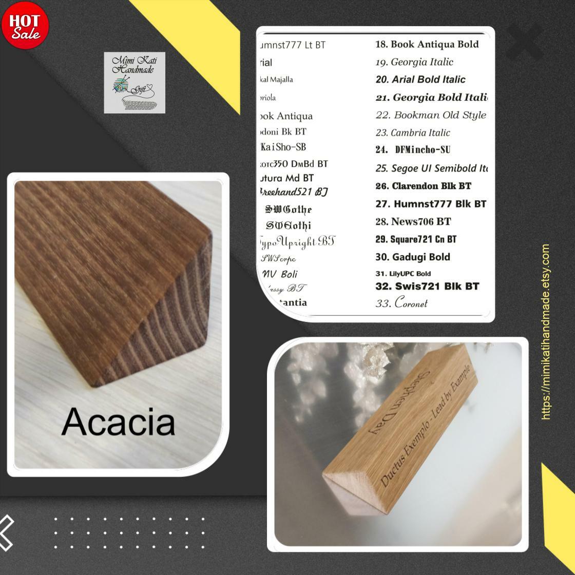 KatiHandmade's tweet image. Wow picks! Solid Wood Personalised Desk Name Plate, Double Sided Office Plaque Solid Wood Base, Custom Engraved Sign, OAK, Walnut, Sapele Mahogany Like at £33.65 at mimikatihandmade.etsy.com/listing/974688… Choose your wows. 🐕 #desk #DeskNameSign