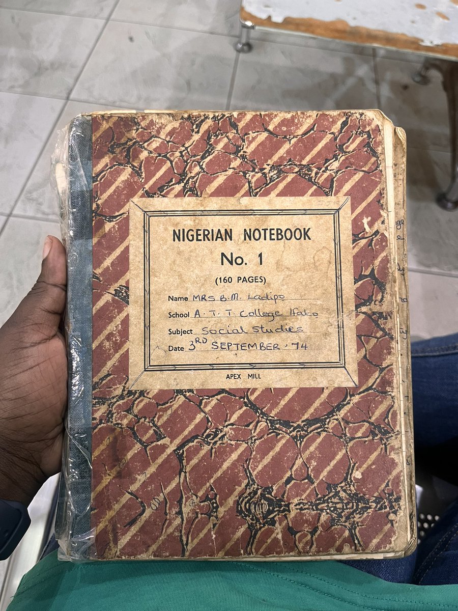 Ayo_Lad's tweet photo. Found my grandmother’s social studies note from 1974. A lot of gems in it, including some scant history of Lagos here. https://t.co/6NptOqBh4x