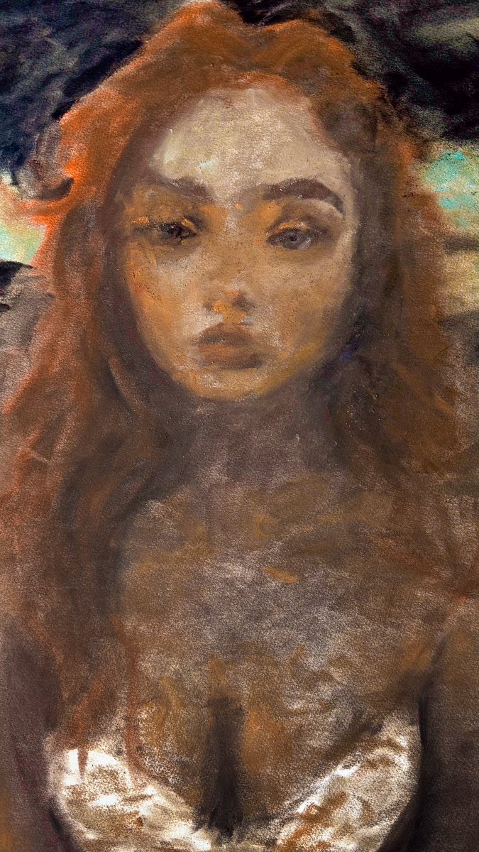 dustinmaefox's tweet image. Everyone be SLEEPING on #PanPastels in my opinion, they’re SO versatile. I can smudge &amp;amp; blend them like soft pastels orrr get wet &amp;amp; give the subtle character of an oil painting.

#pastelart #pasteldrawing #myart #artprocess #portrait