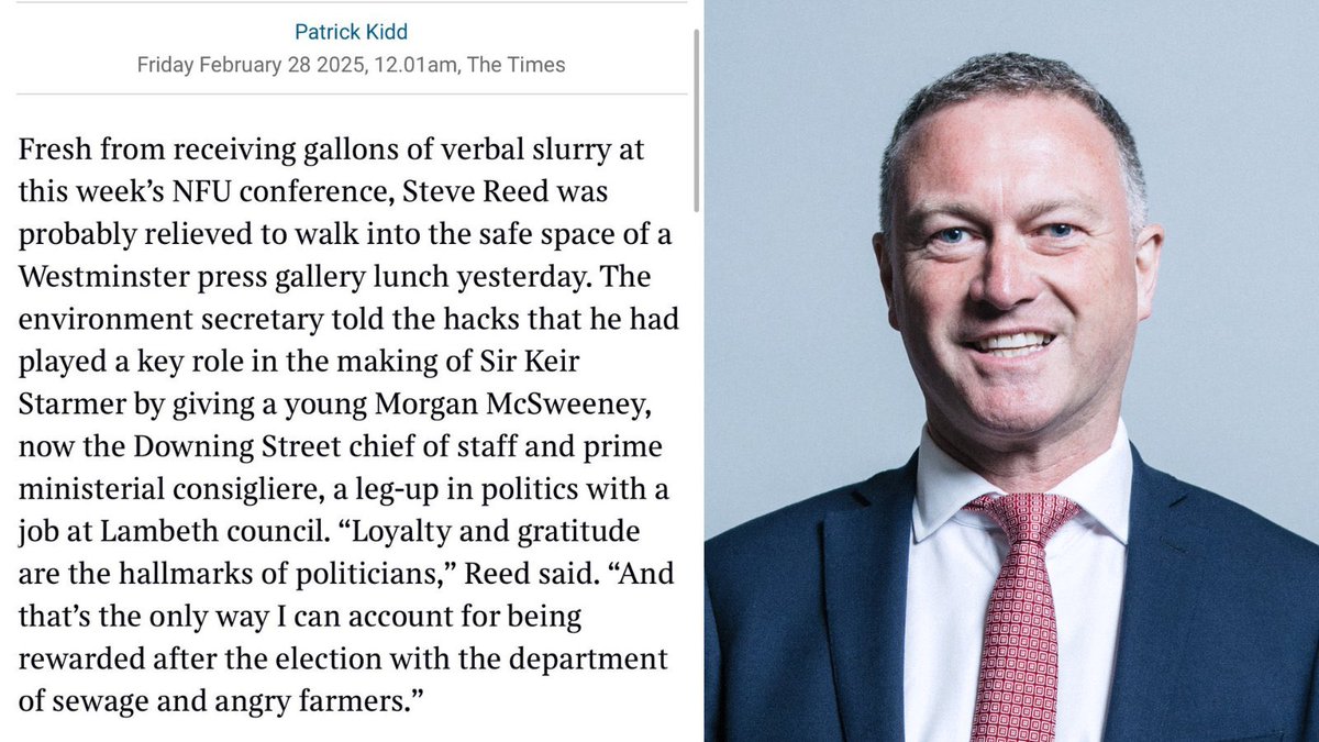 Joe Stanley (@joewstanley) on Twitter photo Revealing that <a href="/SteveReedMP/">Steve Reed MP</a> can go directly from an audience with 700 anguished farmers, hearing concerns that elderly & sick relatives will take their own lives before the IHT changes come in, and subsequently make light of it.
Mindset of this govt. Revealing that <a href="/SteveReedMP/">Steve Reed MP</a> can go directly from an audience with 700 anguished farmers, hearing concerns that elderly & sick relatives will take their own lives before the IHT changes come in, and subsequently make light of it.
Mindset of this govt.