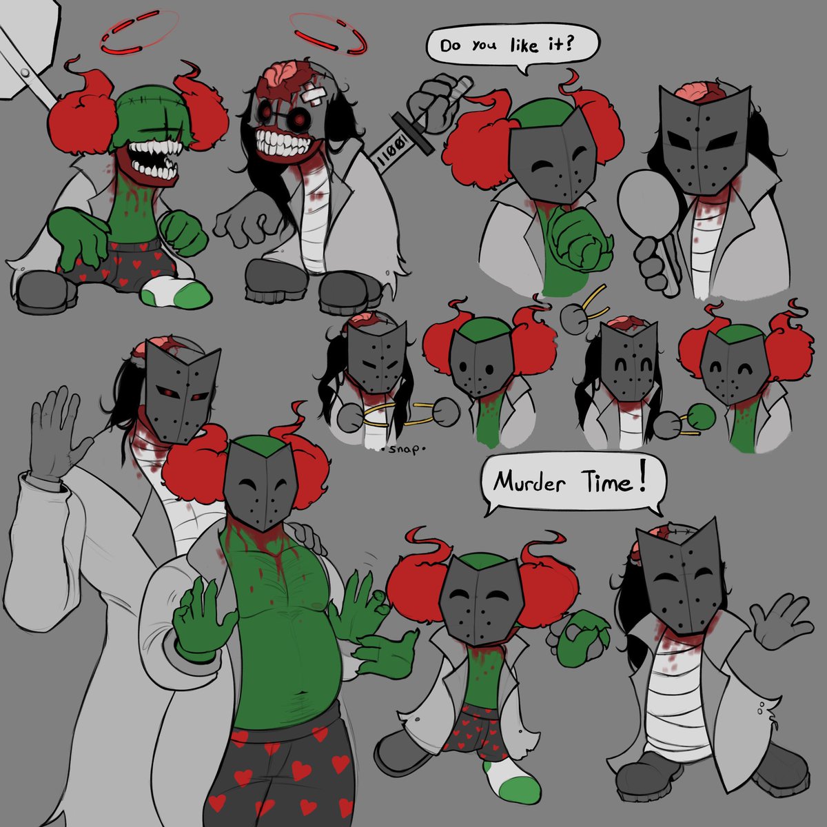 Ketcheye's tweet image. AU where Jeb also looses his mind and they both enable each other lol I’ll draw the vice versa version later :p