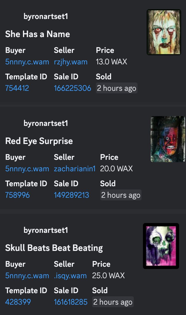 We love the new sales bot that is in the Horde's Discord and we really love that people are picking up <a href="/ArtistByron/">Byron</a> 's work while it's still priced so low