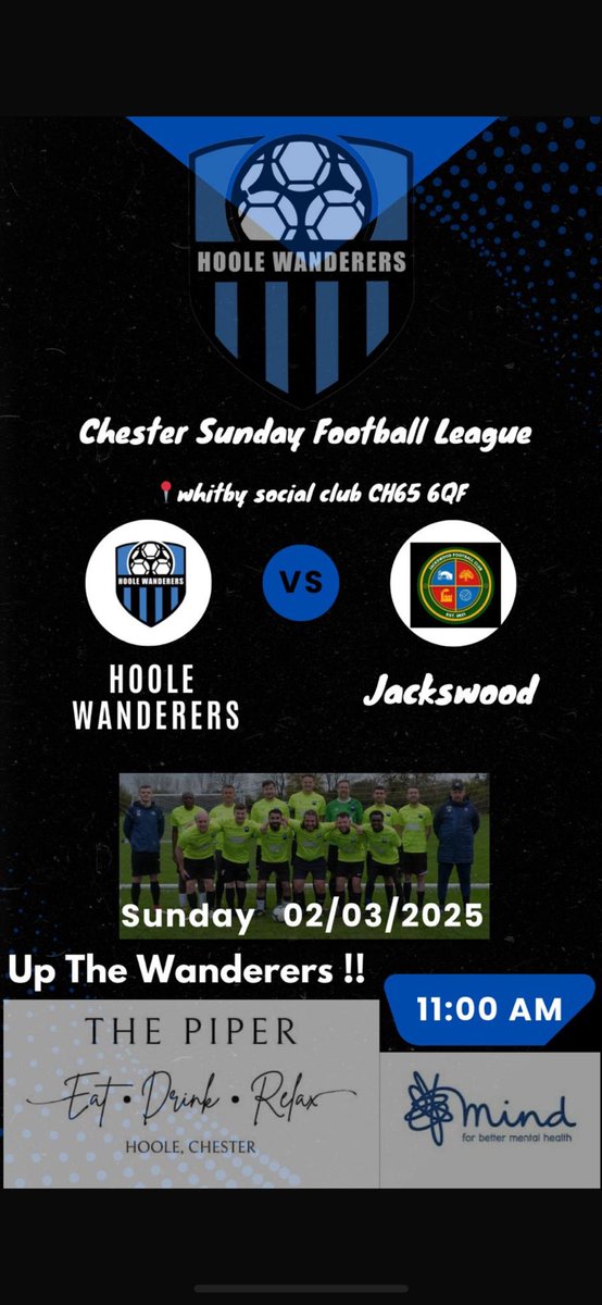 Match Day 👏👏

<a href="/JackswoodFC/">Jackswood FC</a>  on the cards let’s see if we can improve on last weeks 8-1 loss 🙃