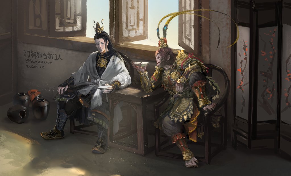 bh_cybertron's tweet photo. #BlackMythWukong  get drunk for three days #fanart https://t.co/bg1uzLZ0Fl