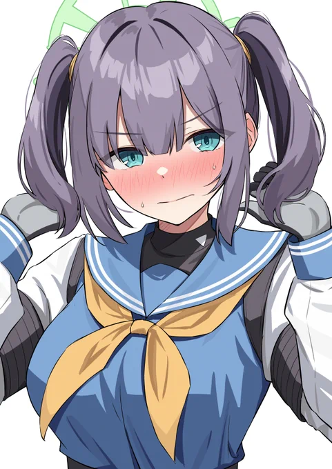 キャンプ生活が長引いて、髪が伸びてツインテールにされたサキちゃん#ブルアカ 