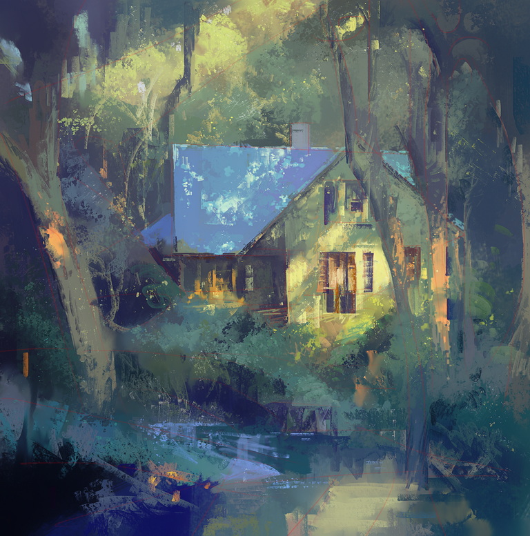 NathanFowkesArt's tweet photo. I came across this abandoned house in North Carolina. It was green with a bluish roof and I just had to paint it! https://t.co/FRSrEIeqLM