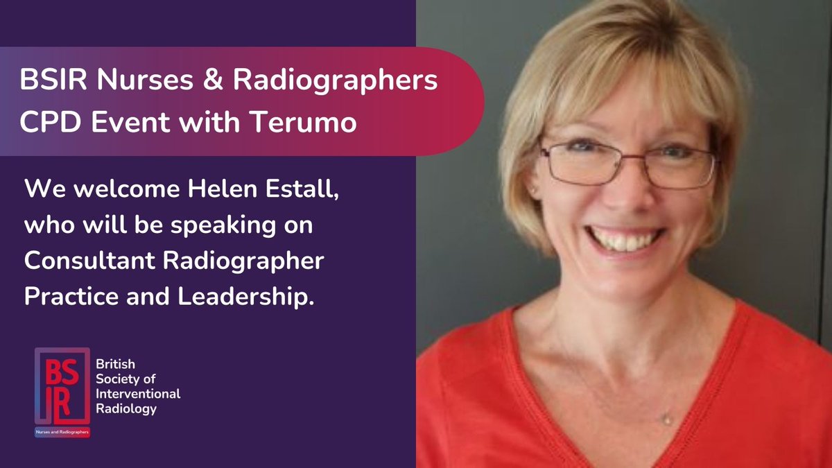 Another incredible speaker for the BSIR Nurses &amp; Radiographers CPD Event!
Join Helen Estall as she explores Consultant Radiographer Practice &amp; Leadership at our CPD event on 8 March 2025 in Birmingham.

IET Birmingham, Austin Court
Register: tinyurl.com/55rkabsm