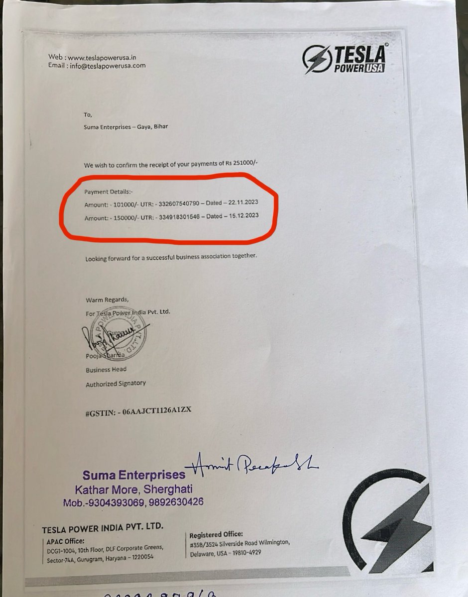 amitprakash007's tweet photo. ⁦@TeslaPowerUSA⁩ 
एक साल से जायदा से इतना पैसा तुम होल्ड करके रखे हो .. 
क्यों ??? और पता न्ही कितने businessman का पैसा तुमने होल्ड केआर रखा है.. 
I called u so many times ; so many mails and still following..
#teslapower r u #bankrupt ??
#kavinderkhunaMDTeslaPower https://t.co/athHNKI3kA