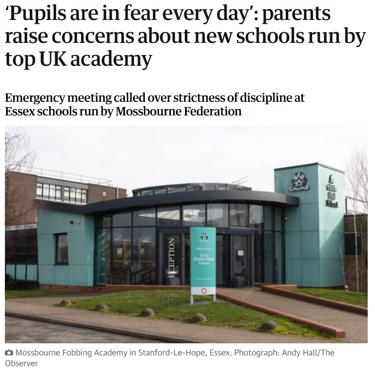 thehighcliffeguy (@adamhighcliffe) on Twitter photo Mossbourne academies scandal: the latest from <a href="/AnnaFazack1/">Anna Fazackerley</a>.
While an investigation continues into the federation's Hackney schools, the spotlight falls on its 3 Essex academies.
Mossbourne Essex parents & teachers have now come forward to reveal a culture of fear (cont)...
🧵 Mossbourne academies scandal: the latest from <a href="/AnnaFazack1/">Anna Fazackerley</a>.
While an investigation continues into the federation's Hackney schools, the spotlight falls on its 3 Essex academies.
Mossbourne Essex parents & teachers have now come forward to reveal a culture of fear (cont)...
🧵